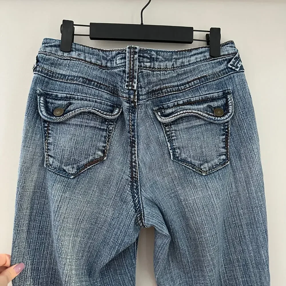 Gitano Bootcut Jeans Womens 8 Blue EUC Contrast‎ Stitch Flap Pocket Y2K Denim